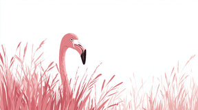 Detailed pink flamingo mural wallpaper design pattern with soft grasses by Kids-Mundo