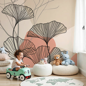 Delicate floral abstract mural wallpaper creating peaceful nursery atmosphere by Kids-Mundo