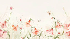 Detailed pink floral butterfly mural wallpaper design pattern by Kids-Mundo