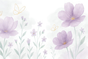 Detailed floral butterfly mural wallpaper design pattern with pastel flowers by Kids-Mundo