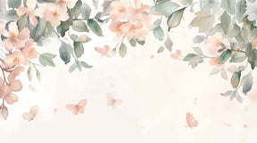 Detailed floral butterfly mural wallpaper design pattern with pastel colors by Kids-Mundo