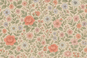 Detailed pastel floral garden mural wallpaper design pattern by Kids-Mundo