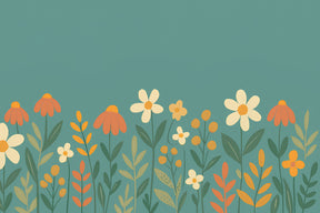 Detailed wildflower meadow mural wallpaper design pattern with colorful blooms by Kids-Mundo
