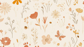 Detailed floral garden with butterflies mural wallpaper design pattern by Kids-Mundo