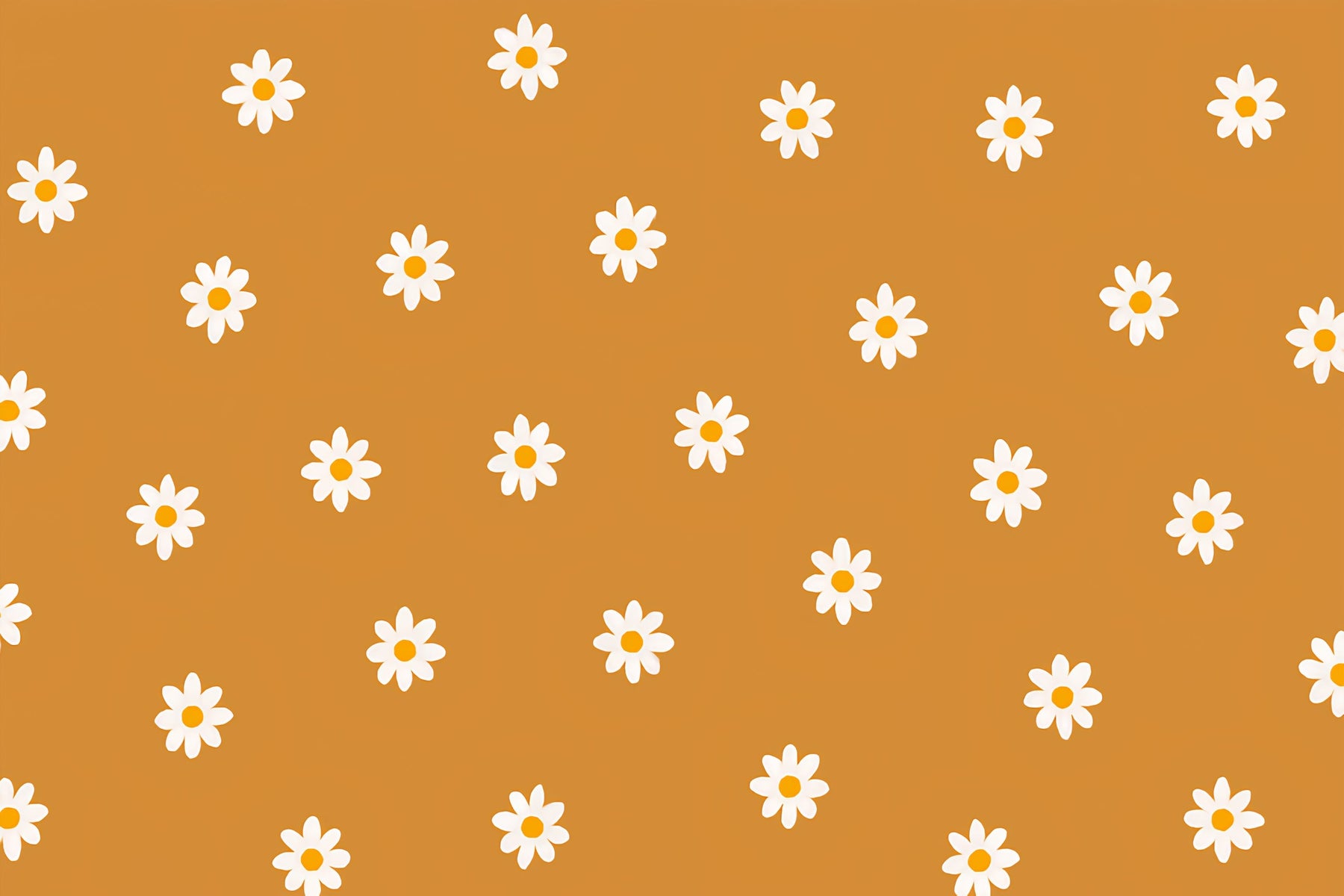 Detailed white flowers on orange background mural wallpaper design pattern by Kids-Mundo