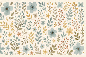 Detailed pastel watercolor floral mural wallpaper design pattern with delicate blooms by Kids-Mundo