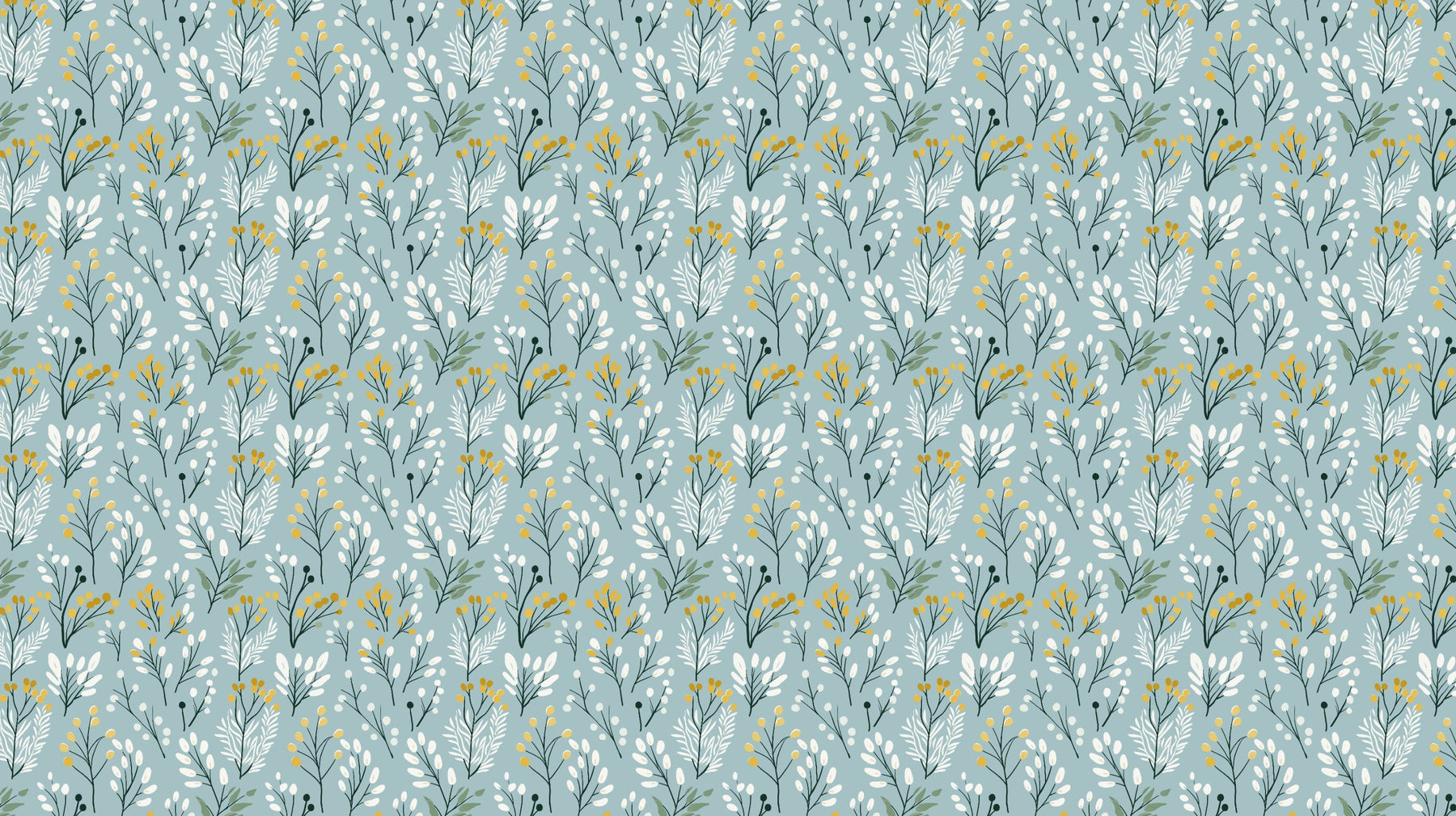 Detailed floral mural wallpaper design pattern showing delicate blue botanical motifs by Kids-Mundo