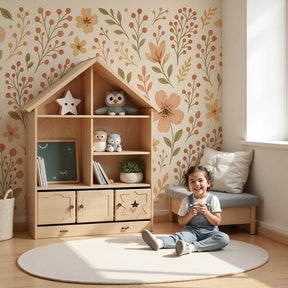 Delicate floral mural wallpaper creating peaceful botanical nursery decor by Kids-Mundo