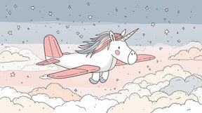 Detailed flying unicorn starry sky mural wallpaper design pattern by Kids-Mundo