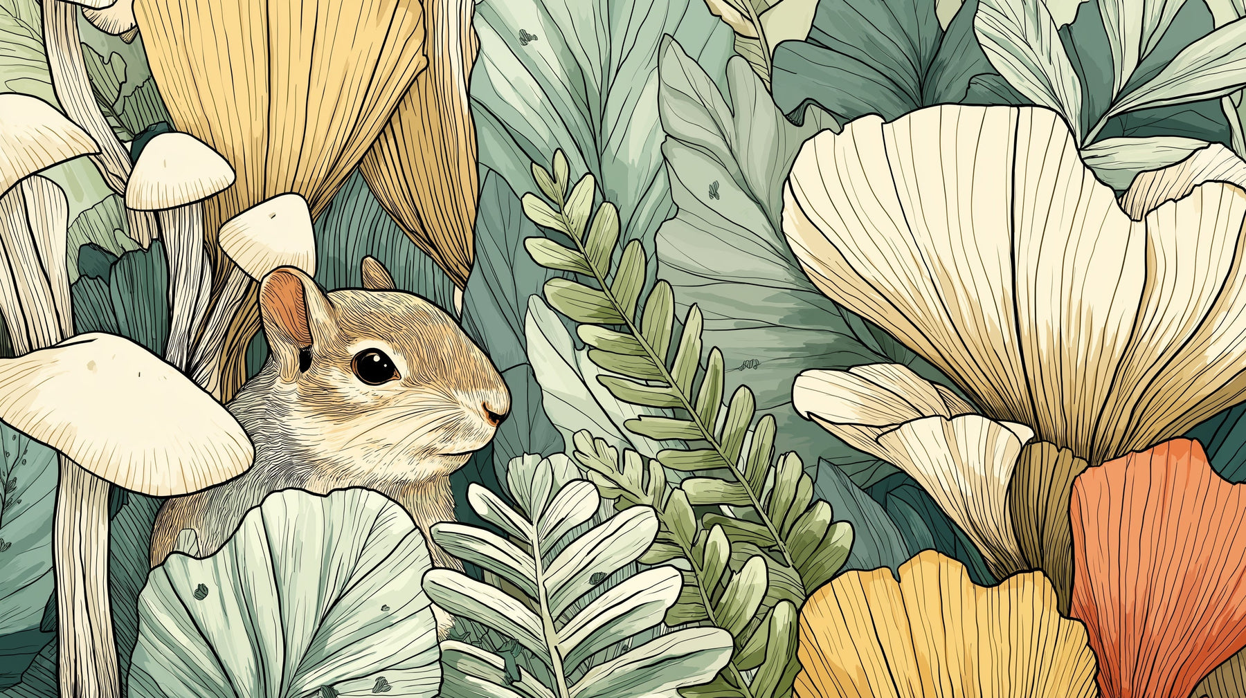 Detailed forest animals mural wallpaper design pattern with woodland creatures by Kids-Mundo
