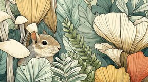Detailed forest animals mural wallpaper design pattern with woodland creatures by Kids-Mundo