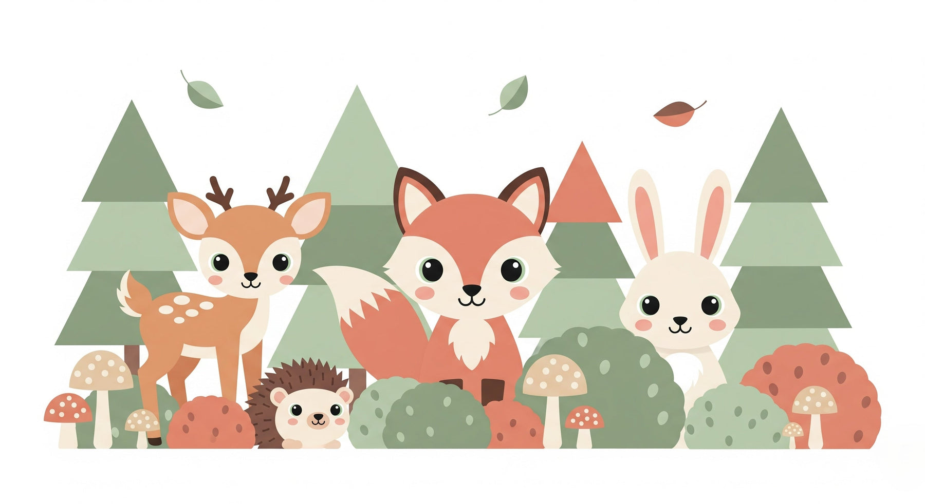 Detailed forest animals mural wallpaper design pattern showing woodland creatures by Kids-Mundo