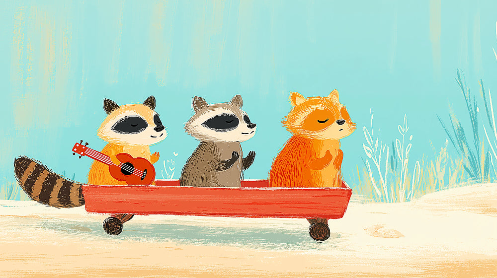 Detailed forest animals musical friends mural wallpaper design pattern by Kids-Mundo