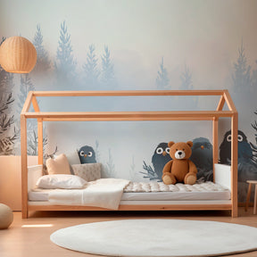 Enchanting forest birds mural wallpaper transforming children's playroom into woodland retreat