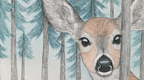 Complete forest deer mural wallpaper design pattern showing woodland animal artwork by Kids-Mundo