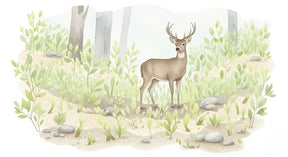 Detailed forest deer mural wallpaper design pattern showing majestic stag by Kids-Mundo