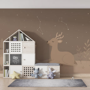 Starry night deer wallpaper transforming kids room into enchanted forest sanctuary