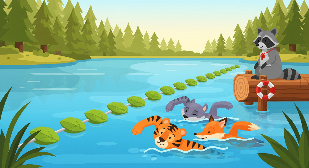 Tiger, Fox and Friends Forest Lake Wall Mural