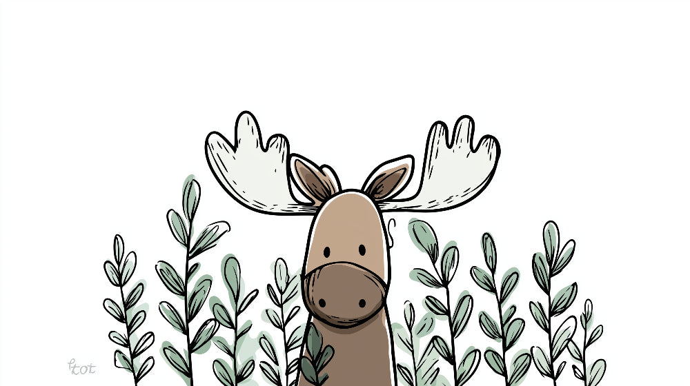 Detailed forest moose mural wallpaper design pattern with botanical elements by Kids-Mundo