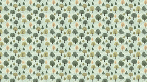 Detailed forest mural wallpaper design pattern showing various trees and woodland elements by Kids-Mundo