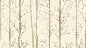 Detailed minimalist forest mural wallpaper design pattern with slender beige trees by Kids-Mundo