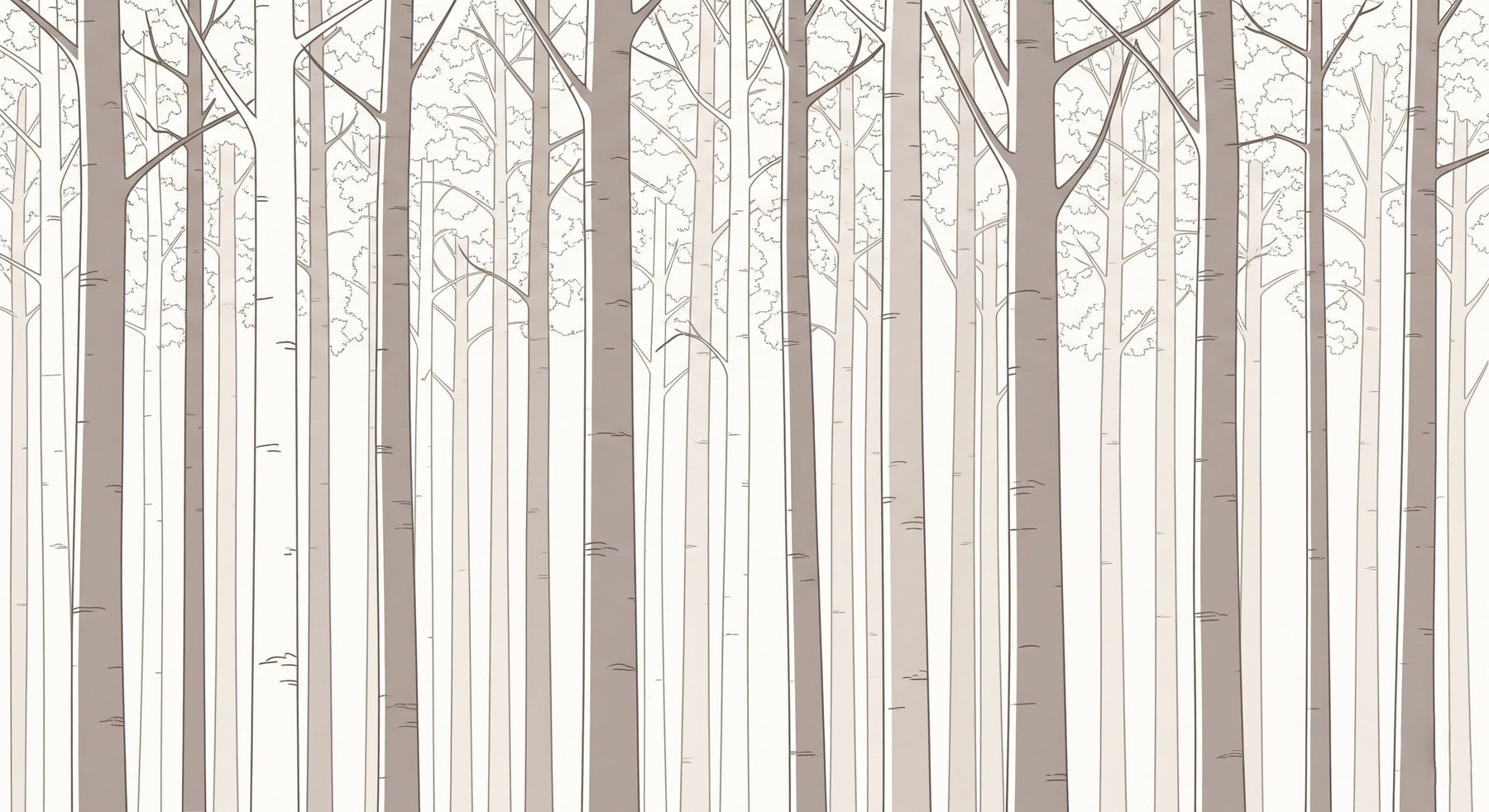 Detailed beige forest tree mural wallpaper design pattern showing elegant minimalist artwork by Kids-Mundo