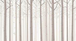 Detailed beige forest tree mural wallpaper design pattern showing elegant minimalist artwork by Kids-Mundo