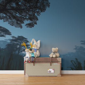 Magical woodland mural wallpaper transforming toddler room into mystical forest sanctuary