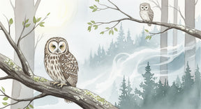 Detailed forest owls mural wallpaper design pattern showing woodland creatures by Kids-Mundo