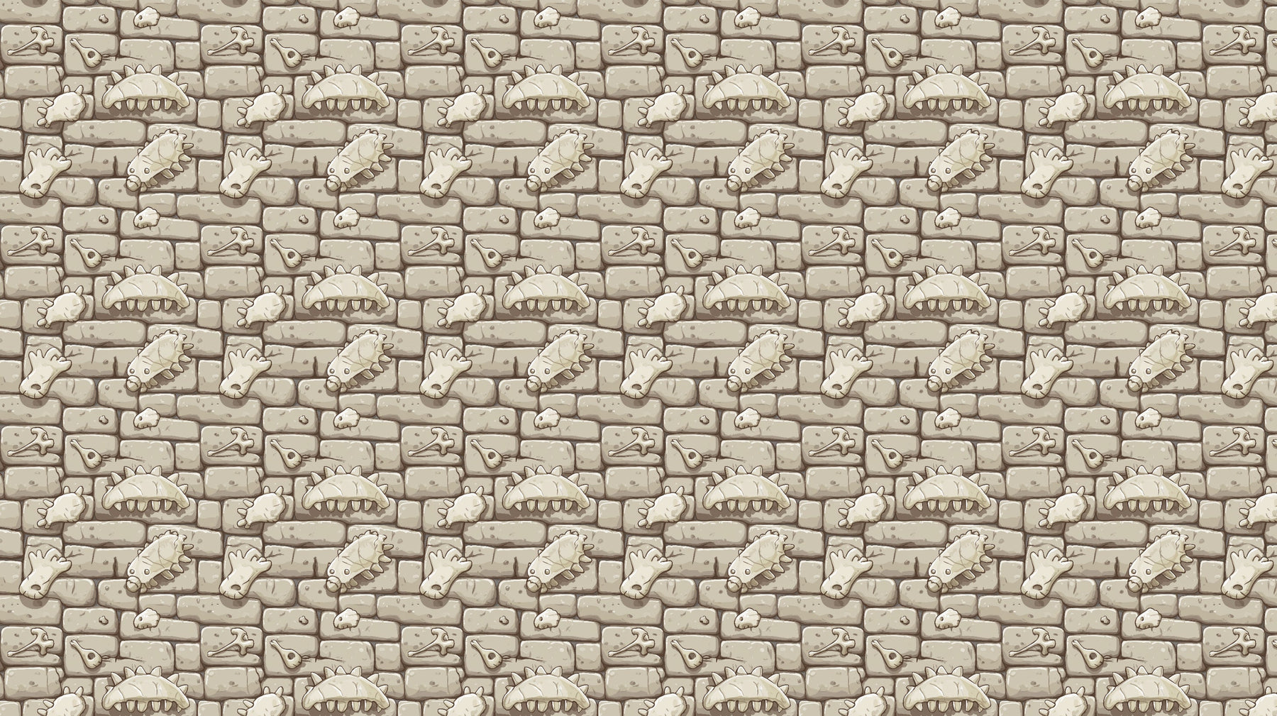 Detailed fossil discovery mural wallpaper design pattern showing stone texture and prehistoric imprints by Kids-Mundo