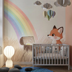 Woodland fox mural wallpaper transforming children's playroom into adventure space