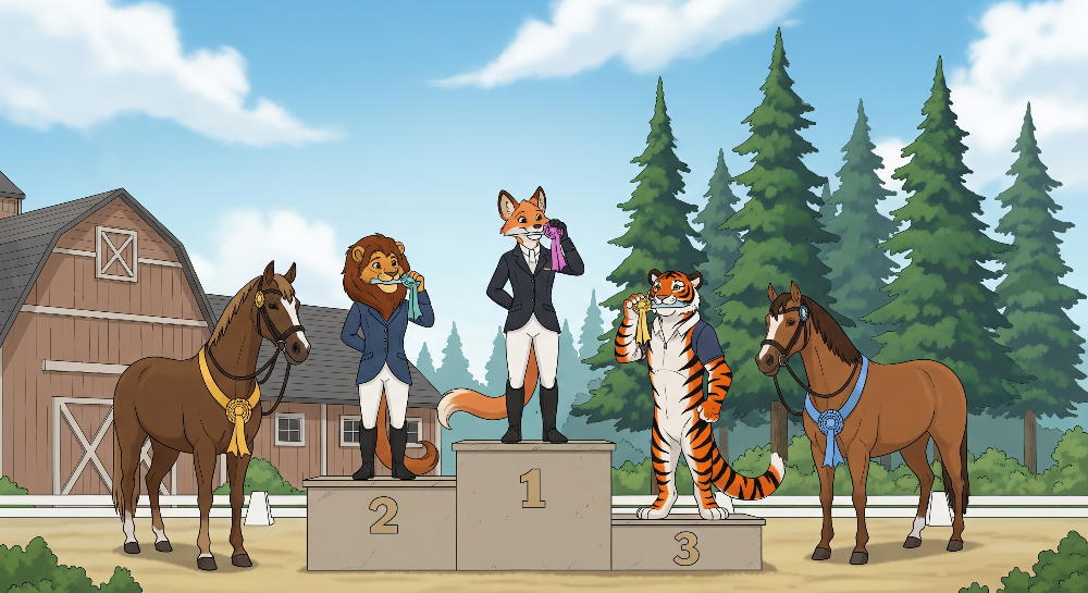 Fox, Lion and Tiger Horse Show Wall Mural
