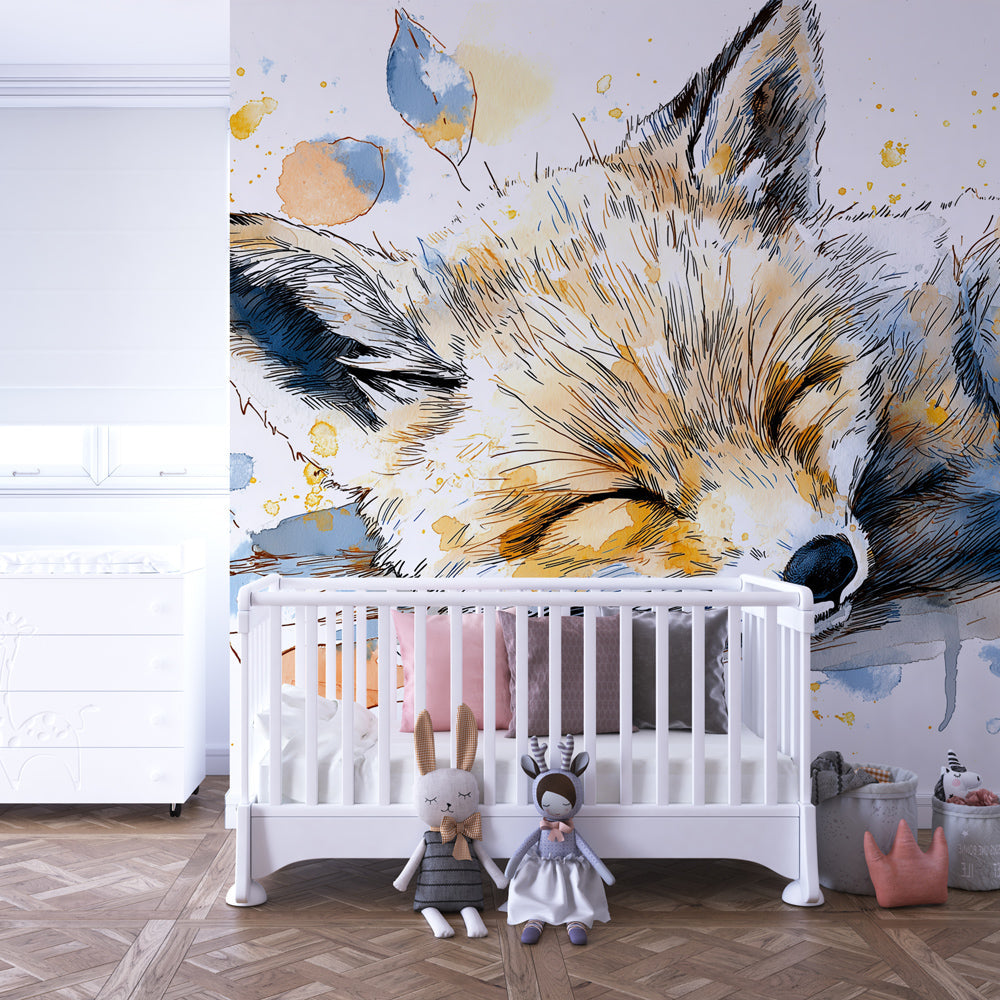 Fox and autumn leaves wallpaper transforming kids bedroom into peaceful forest retreat