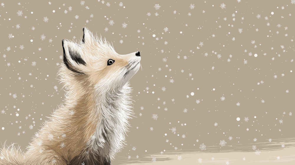 Detailed fox and snowflakes mural wallpaper design pattern by Kids-Mundo