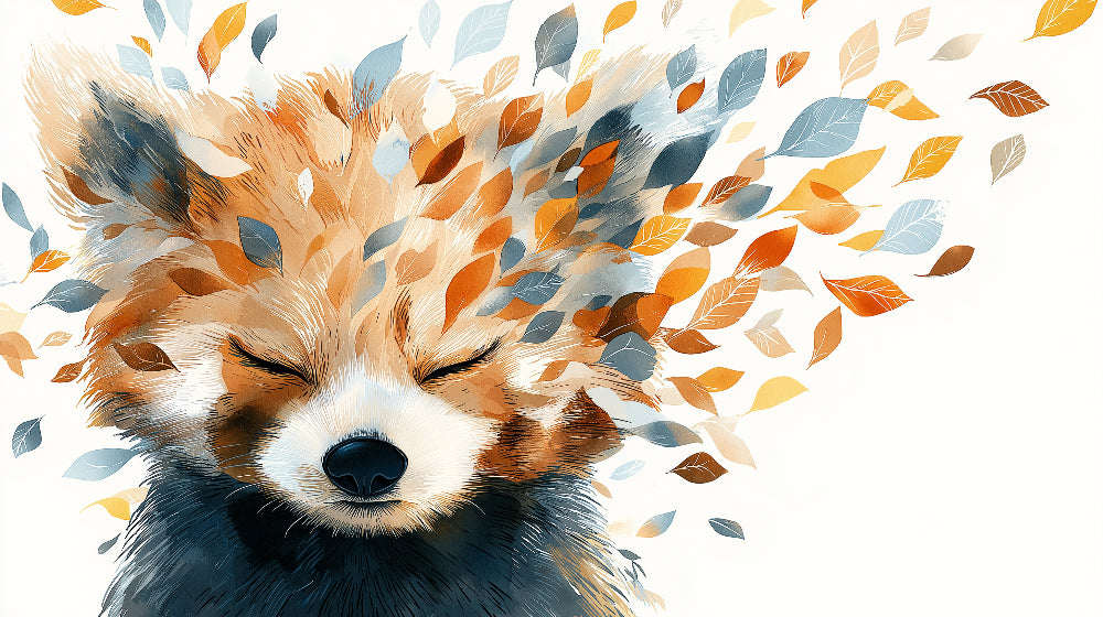 Detailed fox and colorful leaves mural wallpaper design pattern by Kids-Mundo