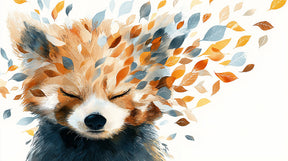 Detailed fox and colorful leaves mural wallpaper design pattern by Kids-Mundo