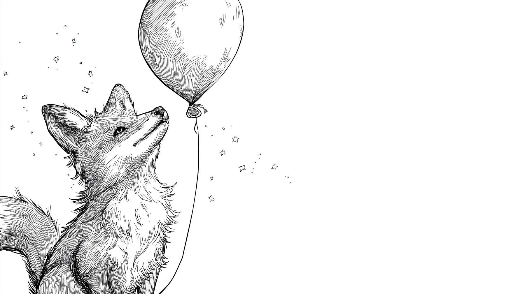 Detailed fox and magical balloon mural wallpaper design pattern by Kids-Mundo