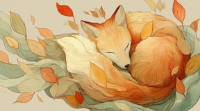 Detailed fox and autumn leaves mural wallpaper design pattern by Kids-Mundo
