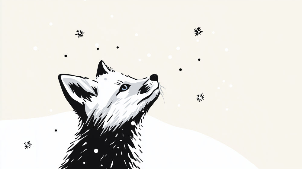Detailed fox winter mural wallpaper design pattern showing snowfall scene by Kids-Mundo