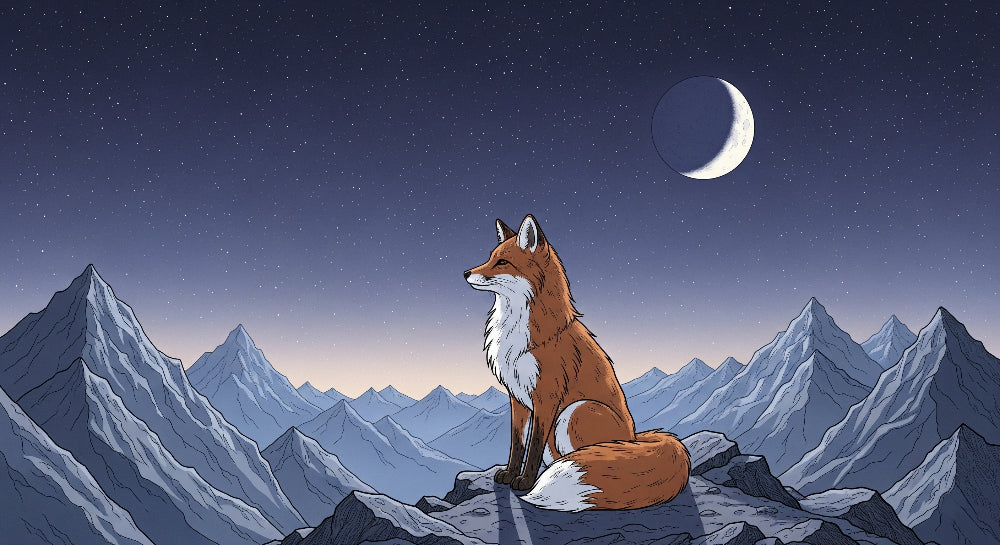 Detailed fox starry mountain mural wallpaper design pattern by Kids-Mundo
