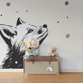 Charming fox mural wallpaper transforming toddler room with gentle winter theme by Kids-Mundo