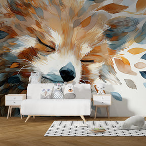 Woodland fox mural wallpaper transforming toddler room into dreamy nature sanctuary