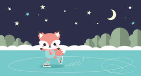 Detailed fox skating under stars mural wallpaper design pattern by Kids-Mundo