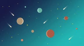 Detailed galaxy space mural wallpaper design pattern showing planets, stars and cosmic elements by Kids-Mundo