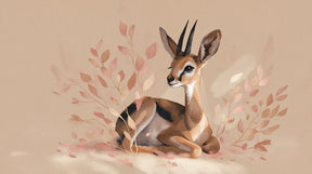 Detailed gazelle mural wallpaper design pattern with botanical elements by Kids-Mundo