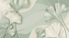 Detailed ginkgo leaves mural wallpaper design pattern showing botanical motifs by Kids-Mundo