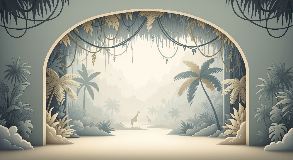 Giraffe Jungle Archway Wall Mural