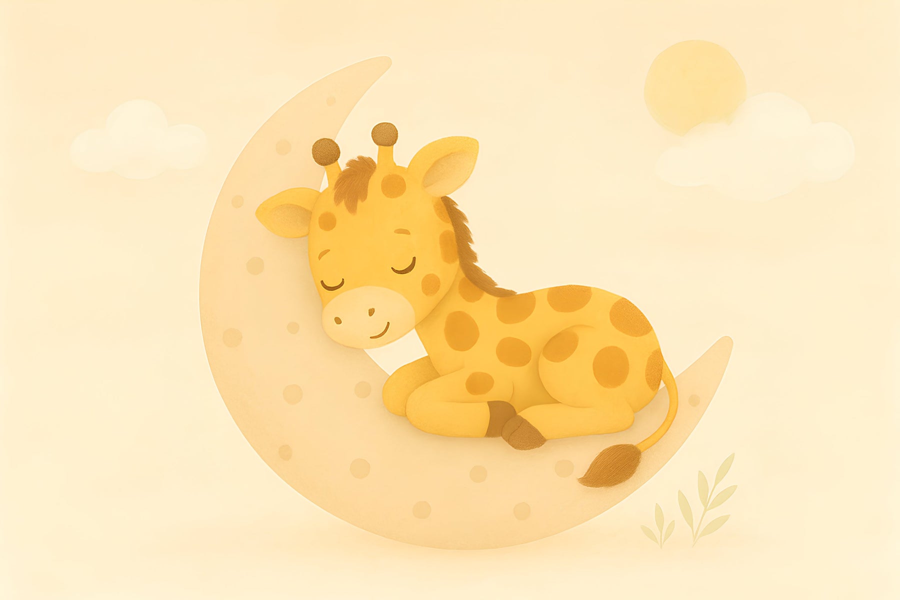 Detailed giraffe moon mural wallpaper design pattern with pastel colors by Kids-Mundo