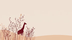 Detailed giraffe and botanical mural wallpaper design pattern in terracotta and beige by Kids-Mundo