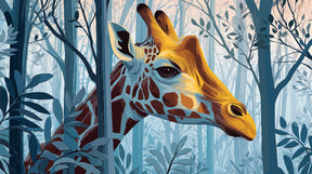 Detailed giraffe jungle mural wallpaper design pattern with lush foliage by Kids-Mundo